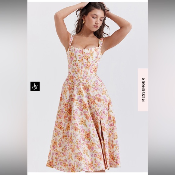 House Of CB Saira Ivory Floral Midi Dress - Picture 3 of 4